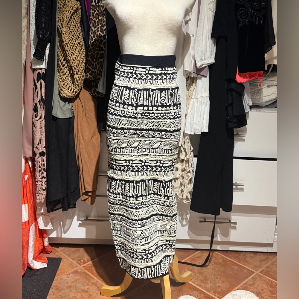 Ronny Kobo Collection Black and White Pencil Skirt